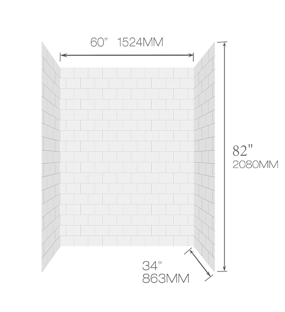3pcs acrylic shower wall sw01 60"x82"+34"x82"x2pcs 3pcs/set white $299/set 10sets+ $269/set A4.5