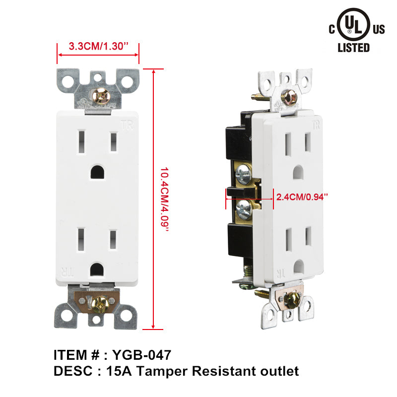 plug receptacle 15AMP TR  $1.95/pc *BULK DEAL 10PCS+ $1.65/PC