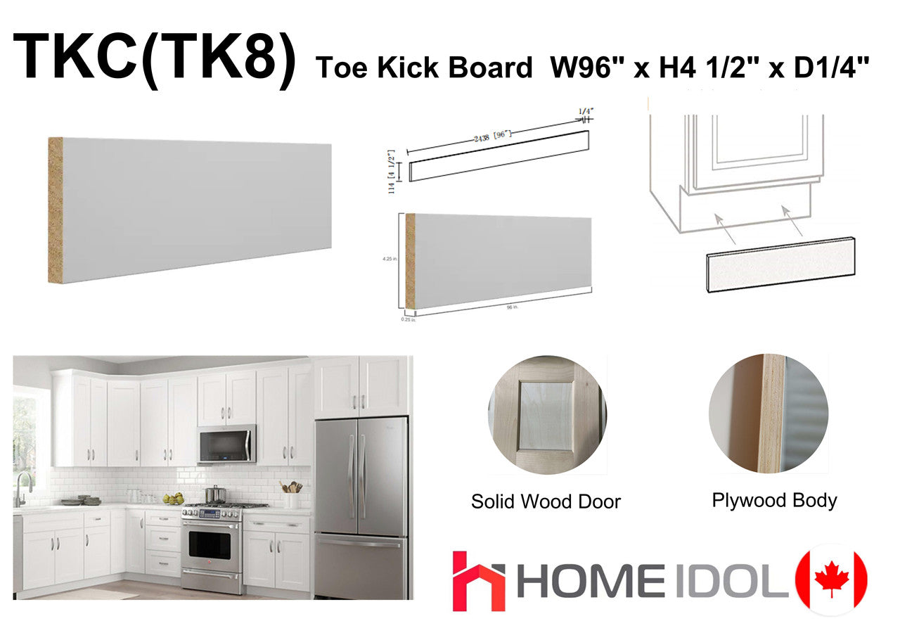 TKC(TK8) A+ Toe kick filter Plywood white shaker 4" x 96" $15