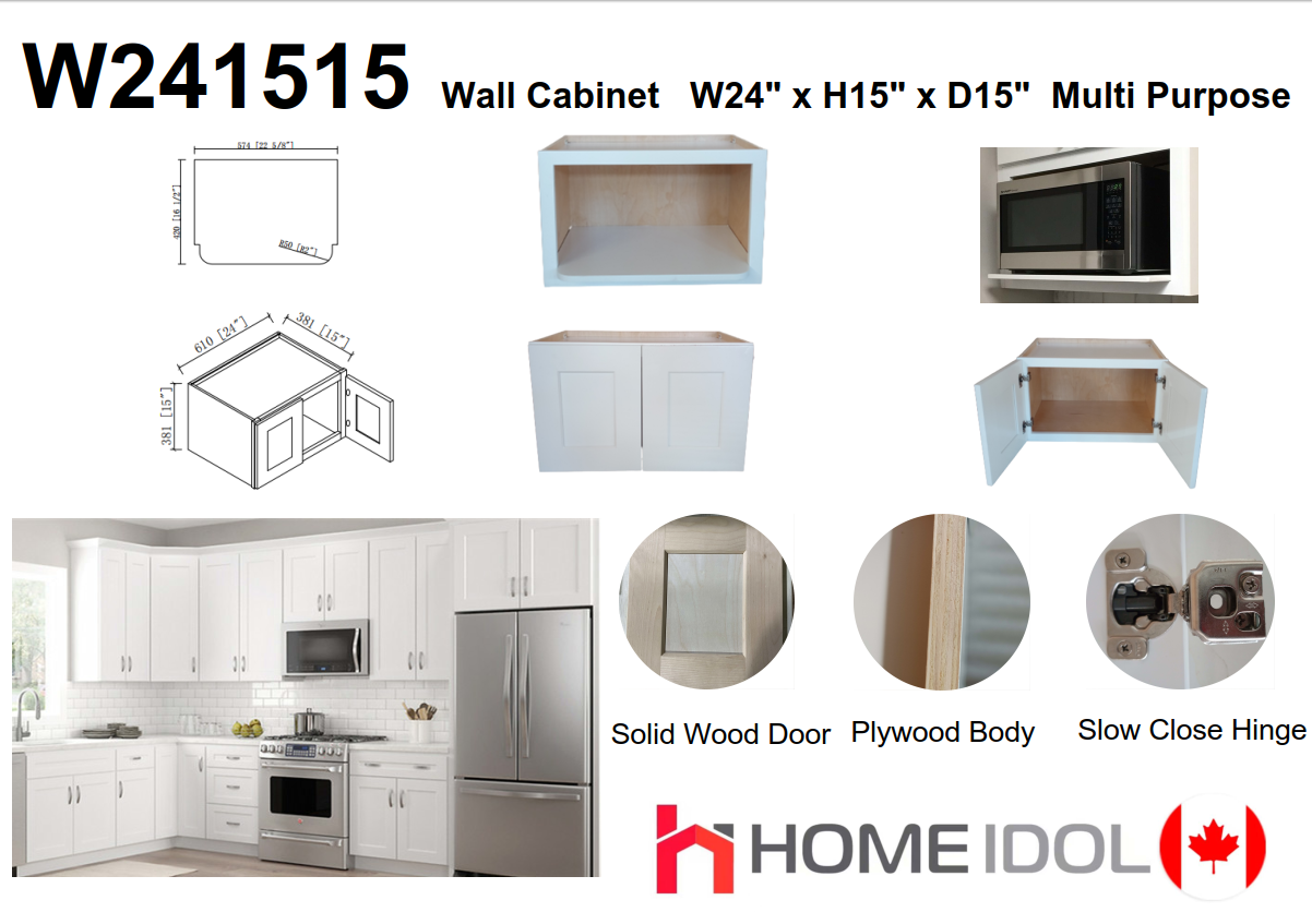 W241515 24" Plywood white shaker wall kitchen cabinet 24"w*15"h*15"d Multi purpose 2LFx$100LF=$200