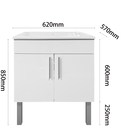 24" Vanity white light plywood vanity with laundry sink combo 620x600x570mm (24"w*24"h*22.44"d) with 10" 4pcs legs(25cm) (vanity +P3061 laundry sink)$299/set