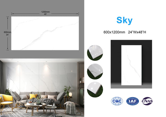 Sky family Full Polished Glazed Tile 24"x48" 3pcs/box 24sf/box $1.59/sf (15 days return/exchange) Bulk Deal 1000sf+ $1.39/SF(No return/no exchange)