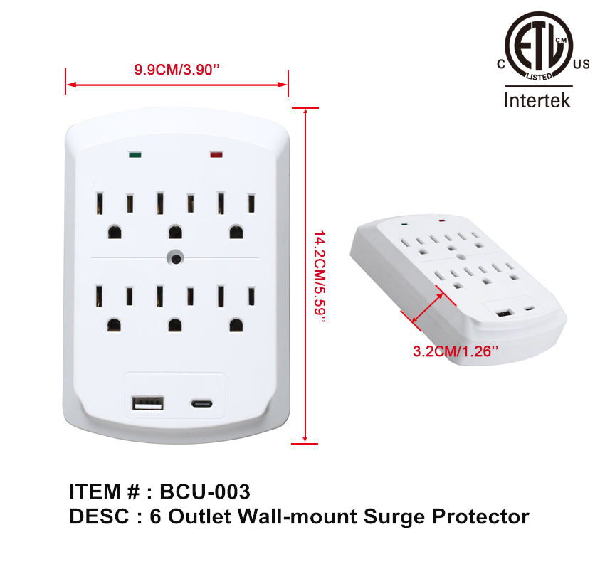 Surge protector plug 15a 120v 6ac+usb+ usb-c $12/PC BULK DEAL 10PCS+ $11/PC