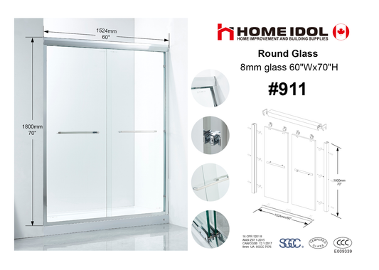 Promotion  #911(C76) Framed Shower door 8mm glass 5'x6'(1524*1800MM) $239/PC BULK DEAL 10PCS+ $229/PC