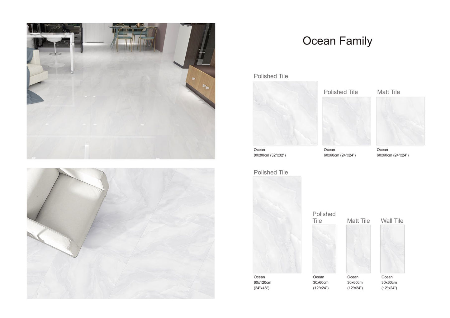 Ocean family Ceramic Wall Tile light gray 12"x24" 8pcs/box 16sf/box $22.24/box $1.39/sf (15 days return/exchange) Bulk Deal 1000sf+ $1.19/SF(No return/no exchange)