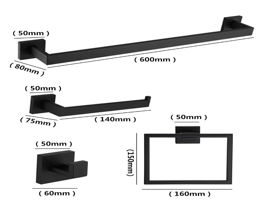 Flyer BS-MB/PPL-IOCH Was $49 Now $29.99 SUS 304 black 4pcs square black bathroom combo bathroom accessory