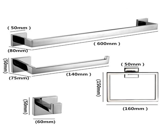 BS-CH/SSP1-NK Honest Price(No Fancy Showroom No Golddigger No Kickback) 4pcs square chrome bathroom combo bathroom accessory 304 stainless steel $29.99/set 10sets+ $27.99/set A8