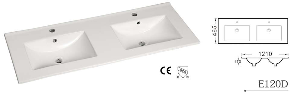 E120 *top only* square bathroom sink topmount 1210X465X170mm =48" x 18-5/16" x 6-3/4" $149