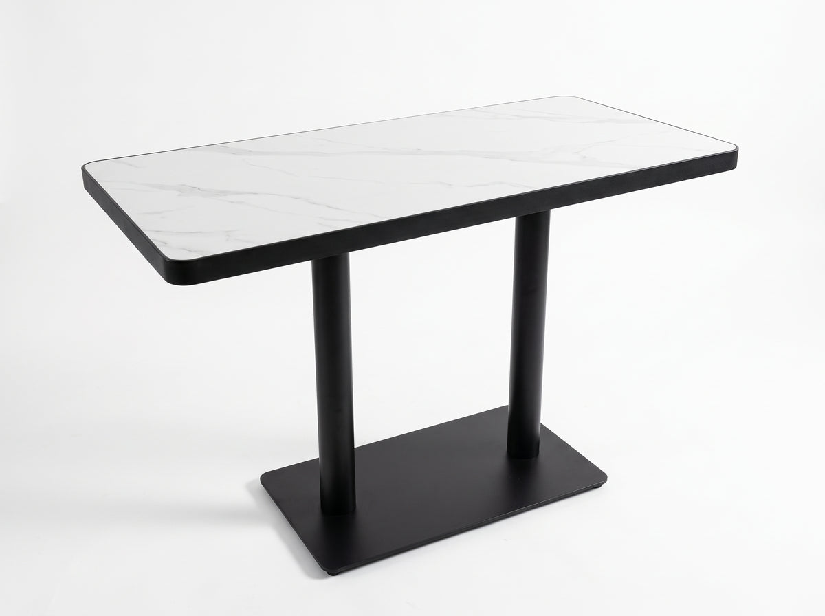 TK14070 Table Modern Marble-Look Dining Table with Black Metal Base 0.7x1.4m $249