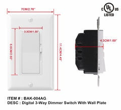 *Discontinued* Dimmer switch 120v 60hz 150w LED/CFL BAK-004AG $11.99/PC 10PCs+ $9.99/PC B4