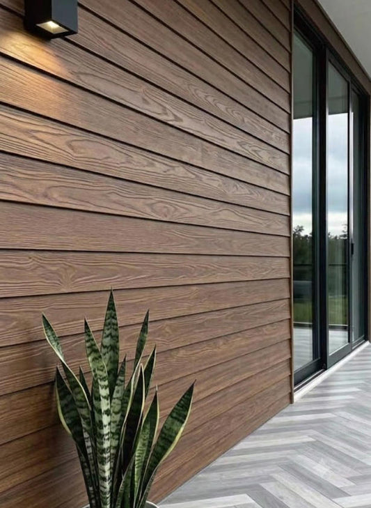 WPC Wall Siding Cladding Walnut for Exterior wall 0.15mx0.3m 6"x10' 5sf/pc $15/pc (Was $20/pc) AI