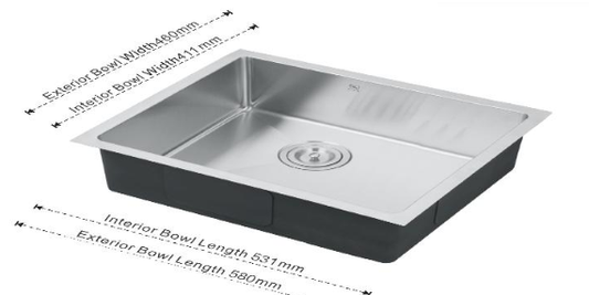*3PCS/BOX* DS2318-R10 handmade single bowl kitchen sink undermount 16 gauged 590x460x250mm (23-1/4"x18"x10") inside 21.3"x16.18"x9" *DRAINS INCLUDED* $299/3PCS/BOX SOLD BY BOX A7.5