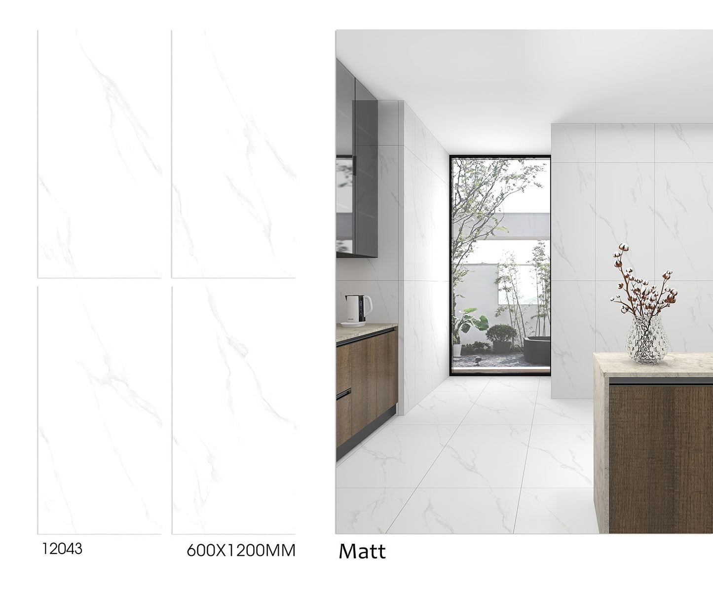 12043 24"x48" Matt Porcelain Tile Wall/Floor 3pcs/24sf/box $1.49/SF 2000SF+ $1.29/SF A1