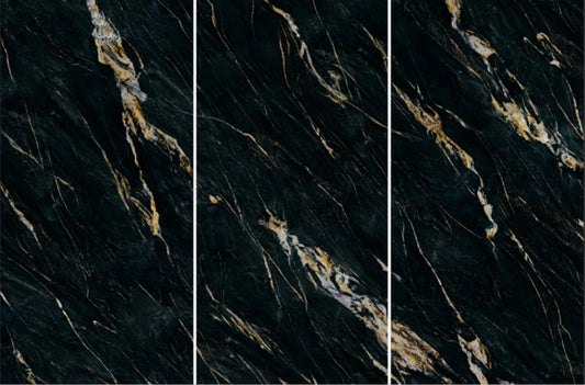 KOW61233 24"x48" Full Polished Porcelain Tile Gold Curving Black 2pcs/16sf/box $1.19/SF 2000SF+ $1.09/SF 4000SF+ $0.99/SF  (No Return No Exchange No Claim on Broken) - Home Idol Vancouver Richmond Surrey