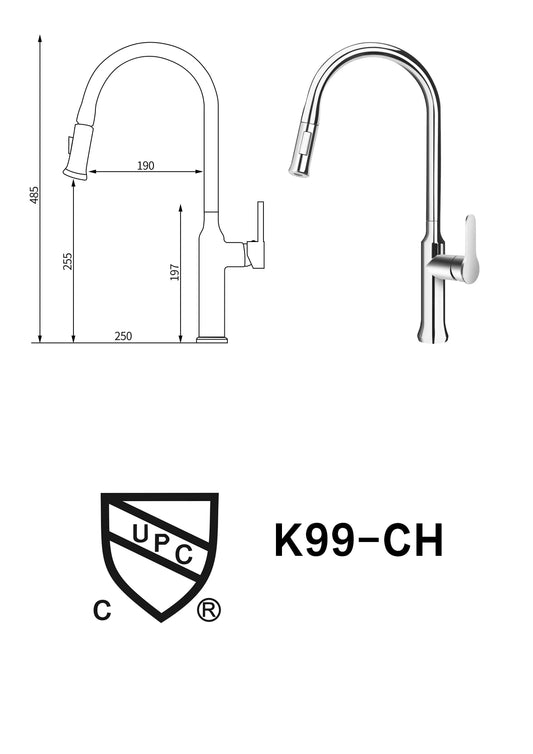 Heavy Duty K99-CH SUS 304 chrome kitchen faucet $59/PC A8