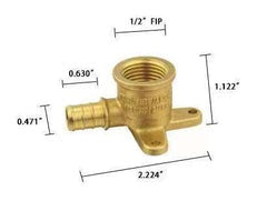 62501Q c pex-crimp  X female 3 hole dropear 90 10pc/bag 1/2" $3.99/PC 10PCs+ $3.49/PC B6