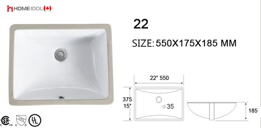 Flyer G22 2024 A- Was $42 Now $28 square bathroom sink undermount model number: 22 550x375x185mm = 22" x 15" x 7-1/4"