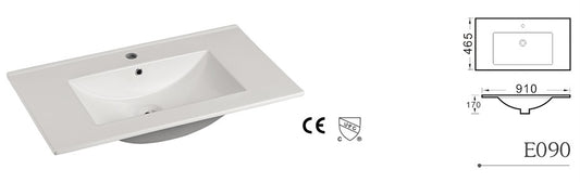 E90/90E *top only* square bathroom sink topmount center drain 910X465X170mm =36" x 18-5/16" x 6-3/4" $99/pc 10pcs+ $89/pc A5