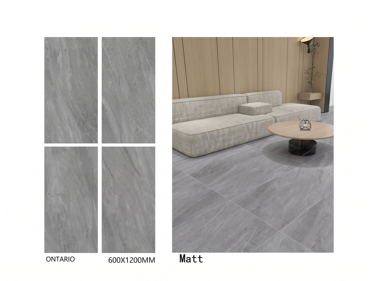 5D ONTARIO 24"x48" Matt Porcelain Tile Wall/Floor Grey 3pcs/24sf/box $1.49/SF 3000sf+ $1.39/sf (No Return No Exchange No Claim on Broken) - Home Idol Vancouver Richmond Surrey