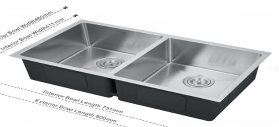 *3PCS/BOX* DS3218A-R10 handmade double bowl kitchen sink undermount 16 gauged 800x460x250mm (31-1/2"x18"x10") inside 29-1/2"x16.18"x10" *DRAINS INCLUDED* $299/3PCS/BOX SOLD BY BOX A7.5