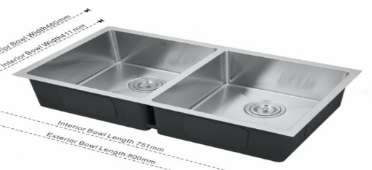 *3PCS/BOX* DS3218A-R10 handmade double bowl kitchen sink undermount 16 gauged 800x460x250mm (31-1/2"x18"x10") inside 29-1/2"x16.18"x10" *DRAINS INCLUDED* $299/3PCS/BOX SOLD BY BOX A7.5