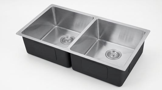DS2818A-R10/7146 handmade double bowl kitchen sink undermount Satin 710x460x250mm exterior 28"x18"x10" interior 26"x16"x9" *DRAINS INCLUDED* $129