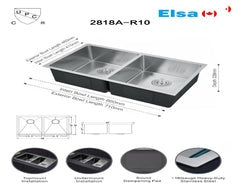 DS2818A-R10/7146 handmade double bowl kitchen sink undermount 710x460x250mm exterior 28"x18"x10" interior 26"x16"x9" *DRAINS INCLUDED* $119/PC A7.5 - Home Idol Vancouver Richmond Surrey