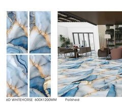 *Dealer Only* Whitehorse 24"x48" Gold Curving Full Polished Porcelain Tile Wall/Floor Blue White Yellow 3pcs/24SF/box $1.69/SF  (No Return No Exchange No Claim on Broken) - Home Idol Vancouver Richmond Surrey