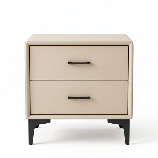 Q123-1 Bedside Table Double Drawer Modern Small Cabinet Storage Cabinet with metal Milk Tea Color 500x400x490mm 20"x16"x19" $79/PC *On Sale Don't Miss the Boat*