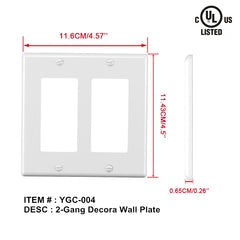 2g white 2 gang decorative wall plate SSC-SR-2 $0.99/PC 10PCs+ $0.89/PC B4