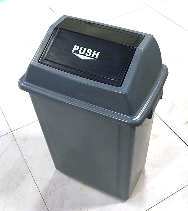 BIG GREY PLASTIC GARBAGE BIN WITH FLIPPING LID 60L $18