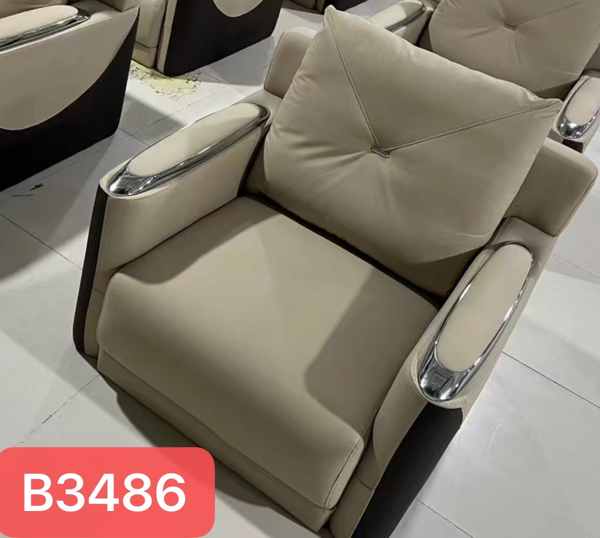 B3486 SINGLE SOFA Black and Light Green 2 Chrome hand $199