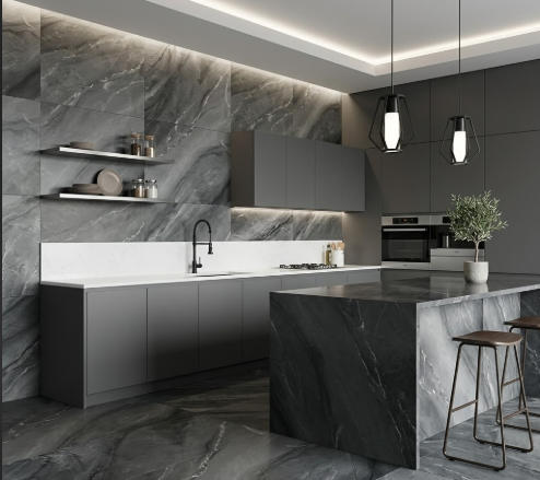 TH61625 24"x24" Polished Porcelain Tile Dark Grey Marble 4pcs/16sf/box $1.19/SF 2000SF+ $1.09/SF 4000SF+ $0.99/SF (No Return No Exchange No Claim on Broken)