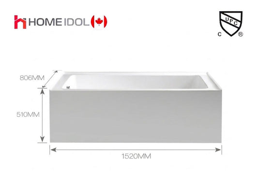 Bathtub Half Carton Left With Box flush style acrylic B-7128L 60"x32"x20"/1520x806x510mm $199/PC A4  *Non-Profit First Come First Serve*