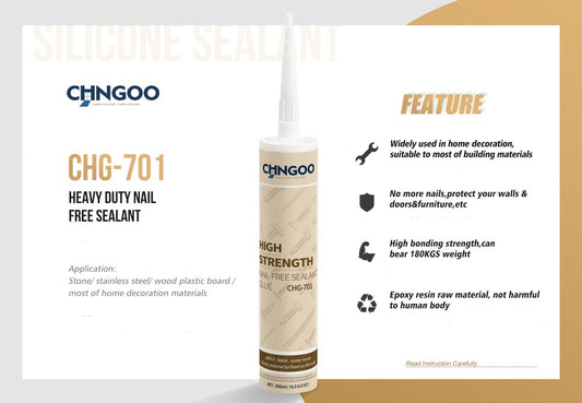 Common nail-free glue silicone sealant Beige CHG-701(PL500) 300ML $2.99/pc 10pcs+ $2.49/pc