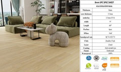 8263/Thor 8MM SPC FLOORING Waterproof Luxury Vinyl with pad 1524x230x5.5mm+2.5mm Pad 4PCs/16SF/BOX $1.59/SF A2