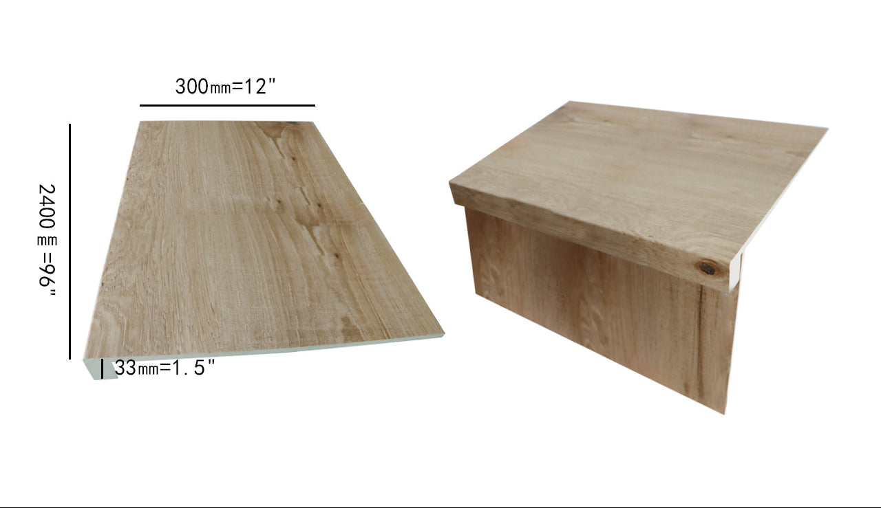 2026 H8MM A+ wpc big stair nose stair tread wide 2400x300x20mm (95"H x 12"W x1.5"D) 8 feet long $39.5/pc