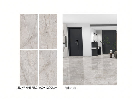 6D Winnipeg 24"x48" Full Polished Porcelain Tile Wall/Floor Grey 3pcs/24SF/box $1.29/SF  (No Return No Exchange No Claim on Broken)