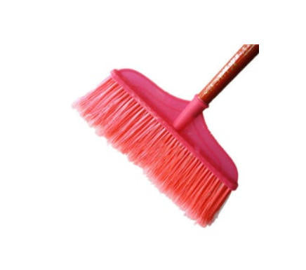 PLASTIC BROOM BLUE HANDLE RED BRUSH $1.99/pc 10pcs+ $1.49/pc