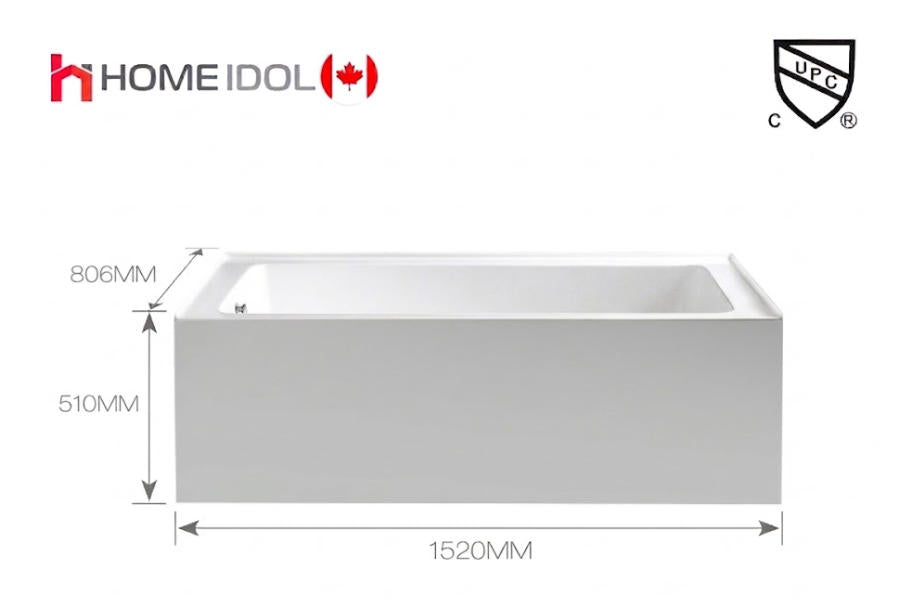 Bathtub Half Carton Left flush style acrylic B-7128L 60"x32"x20"/1520x806x510mm $199  *First Come First Serve* AI - Home Idol Vancouver Richmond Surrey