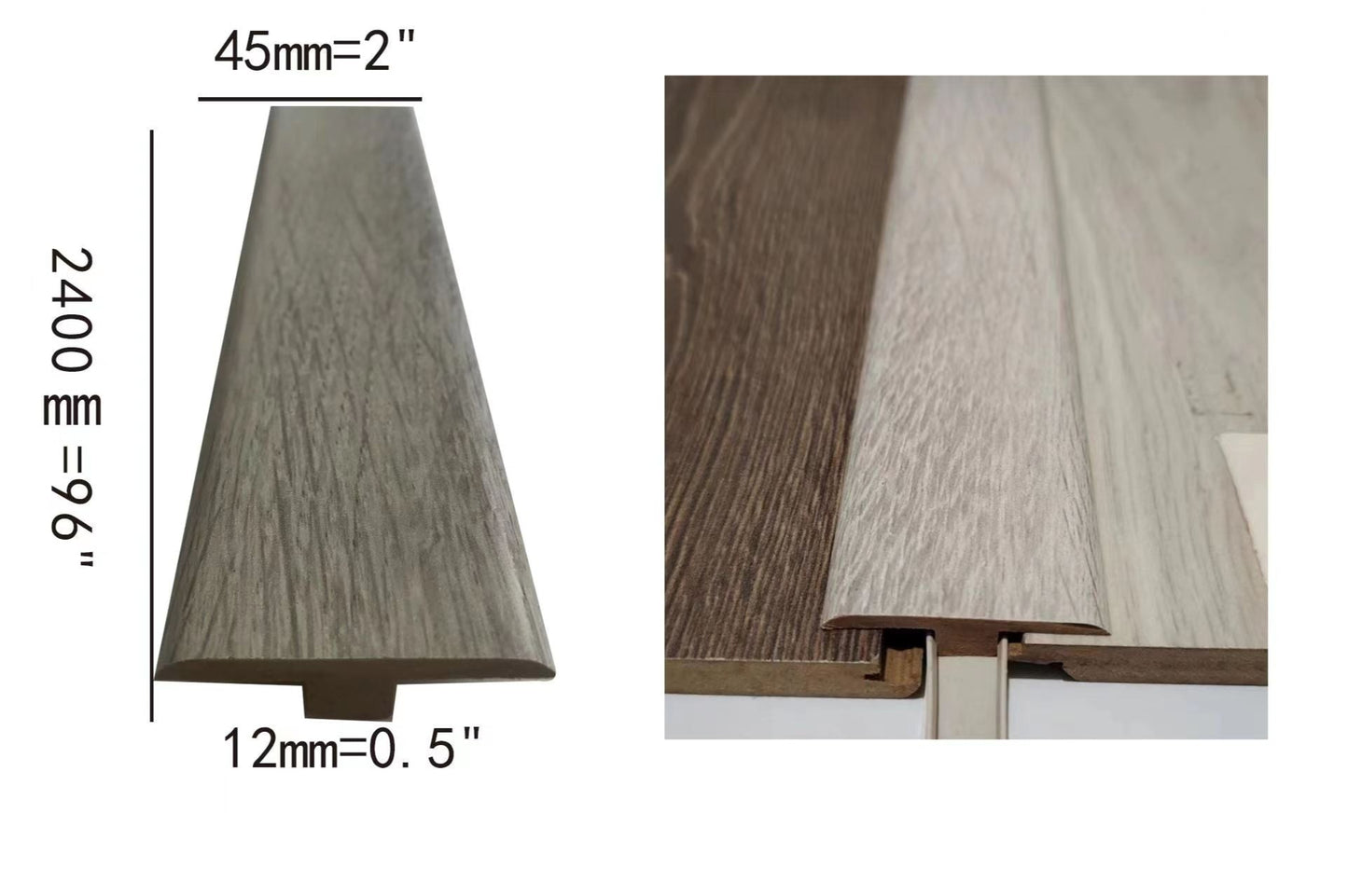 2026 Snow White A+ T-moulding 2400x44.5x11.3mm 1.75"x0.44" 8feet long $$6.00/pc