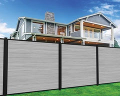 Fence Metal Grey $175/set 1.9M POST METAL BASE INSIDE INSERT WPC fence board light grey 6'x6' 1.8x1.8m 12pcs(2bags)/set with accessories (1.9m post *1pc only+1 base+2 edges+screw) A10.5