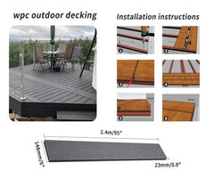 WPC Decking plank Composite C48 Deck Boards deck plank Light Grey AL-K150-25D DOUBLE FACED 2200X150X23MM 87"X6"X0.9" $14.76/pc(3.7sf) $3.99/sf 1000sf+ $3.79/sf A10