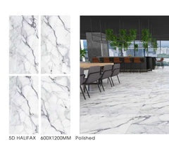 *Dealer Only* Halifax 24"x48" Full Polished Porcelain Tile Wall/Floor White Carrara 3pcs/24SF/box $1.39/SF  (No Return No Exchange No Claim on Broken) - Home Idol Vancouver Richmond Surrey