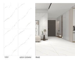 *Dealer Only* 12031 (Victoria) 24"x48" Matt Porcelain Tile White Carrara 3pcs/24sf/box $1.39/SF 3000SF+ $1.29/SF  (No Return No Exchange No Claim on Broken) - Home Idol Vancouver Richmond Surrey