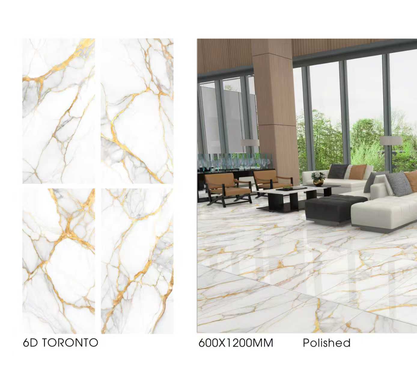 6D Toronto 24"x48" Gold Curving Full Polished Porcelain Tile Wall/Floor 3pcs/24sf/box $1.69/SF 3000SF+ $1.59/SF A1