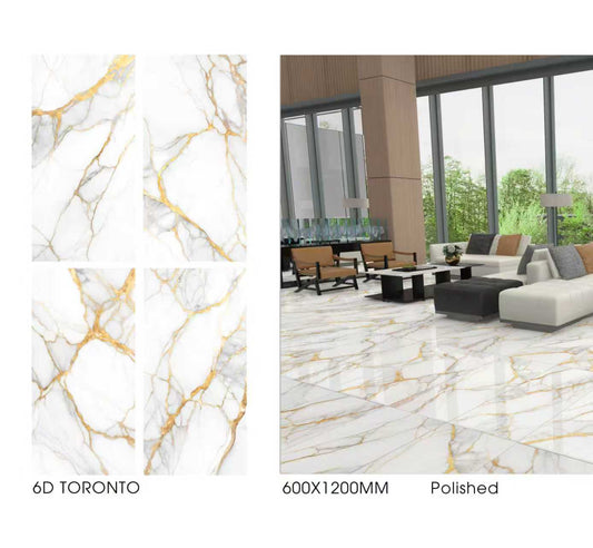 6D Toronto 24"x48" Gold Curving Full Polished Porcelain Tile Wall/Floor 3pcs/24sf/box $1.69/SF 3000SF+ $1.59/SF A1