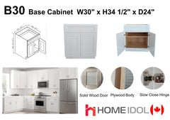B30 30" KITCHEN BASE CABINET 30"*34-1/2"*24" (solid door, plywood body and dovetail drawer best in the industry) $199  A6 *Non-Profit First Come First Serve* - Home Idol Vancouver Richmond Surrey