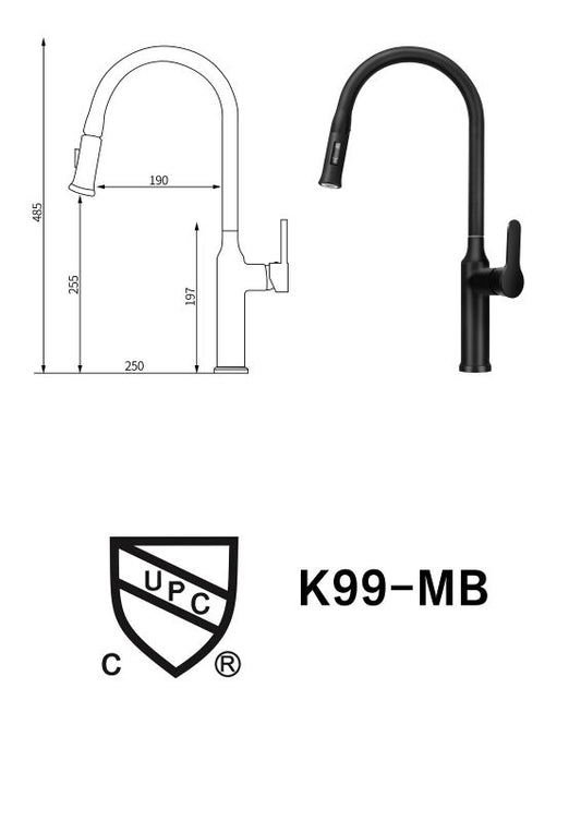 Heavy Duty K99-MB SUS 304 black kitchen faucet $59/PC AI