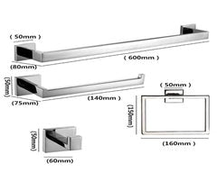 BS-CH/SSP1-NK Honest Price 4pcs square chrome bathroom combo bathroom accessory 304 stainless steel $29.99/set 10sets+ $27.99/set A8.5